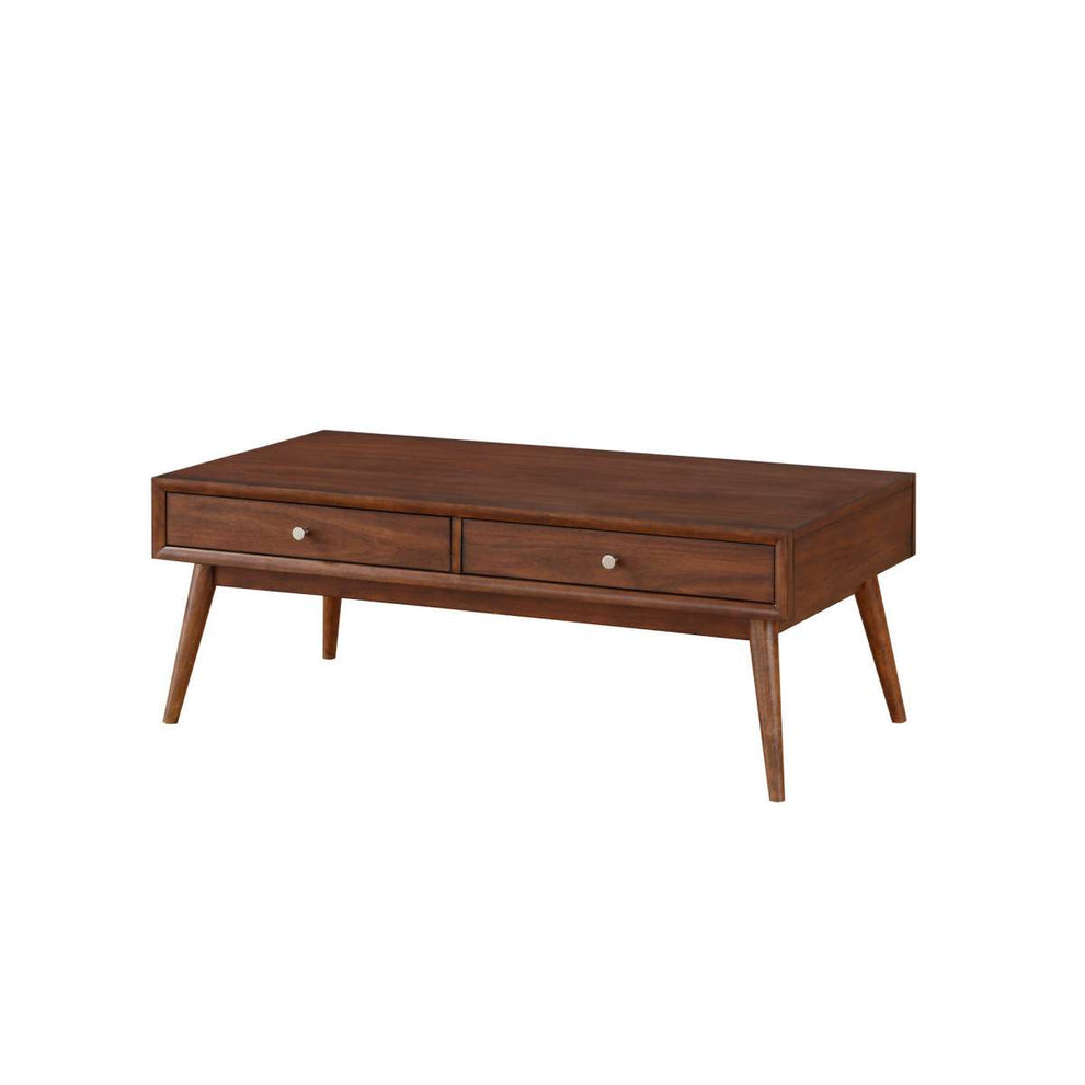 2 Drawer Wooden Coffee Table With Splayed Legs, Walnut Brown By Benzara | Coffee Tables |  Modishstore  - 2