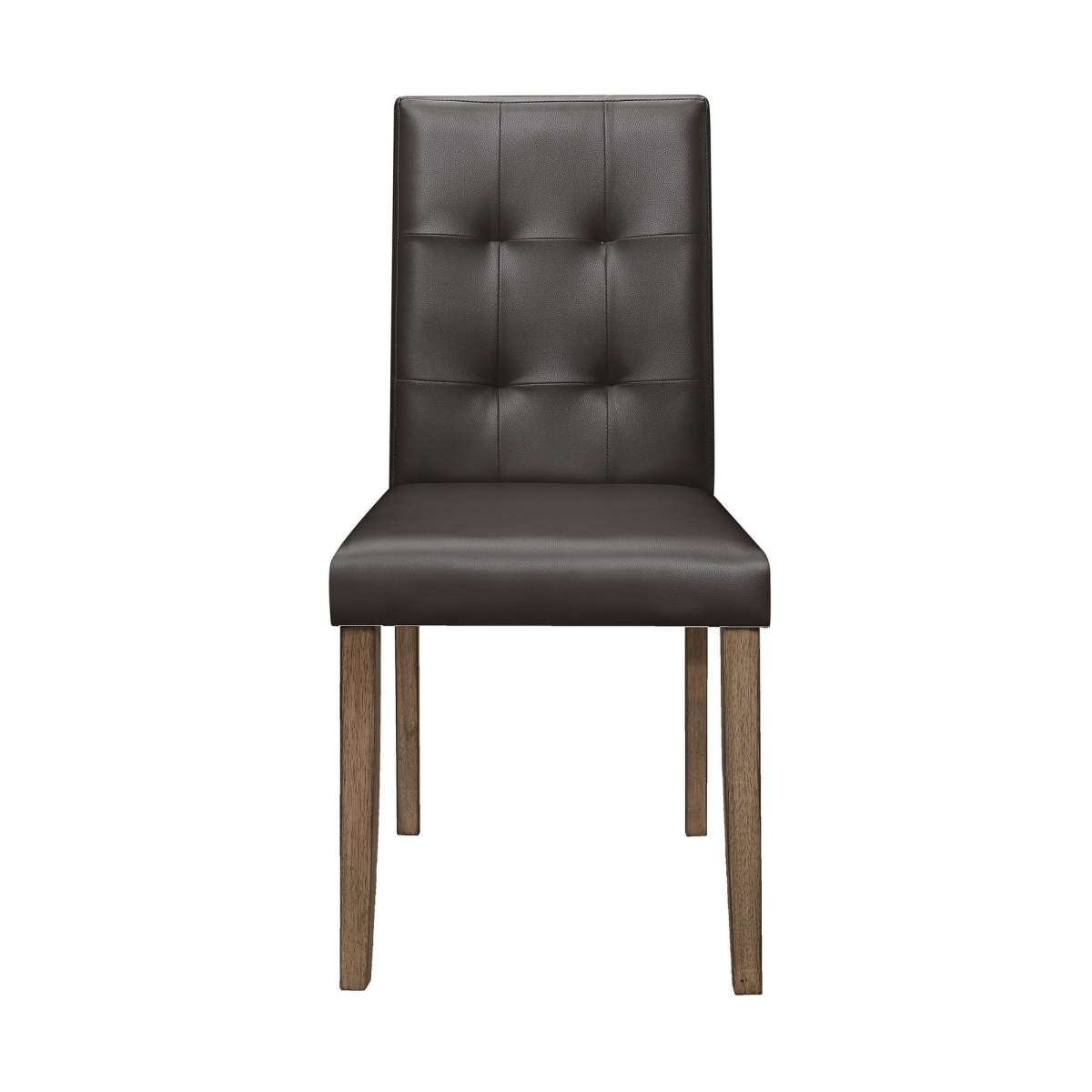 Leatherette Side Chair With Tufted Backrest, Set Of 2, Espresso Brown By Benzara | Side Chairs |  Modishstore  - 5