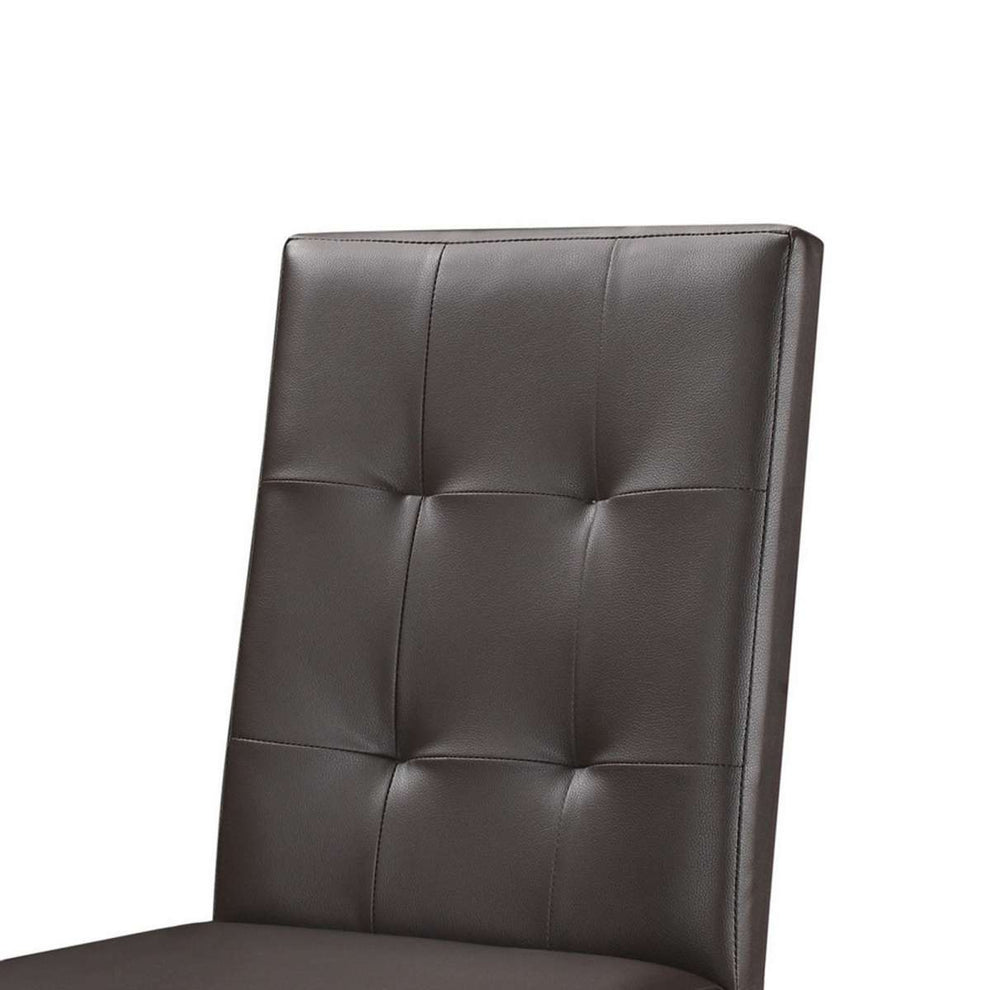 Leatherette Side Chair With Tufted Backrest, Set Of 2, Espresso Brown By Benzara | Side Chairs |  Modishstore  - 3