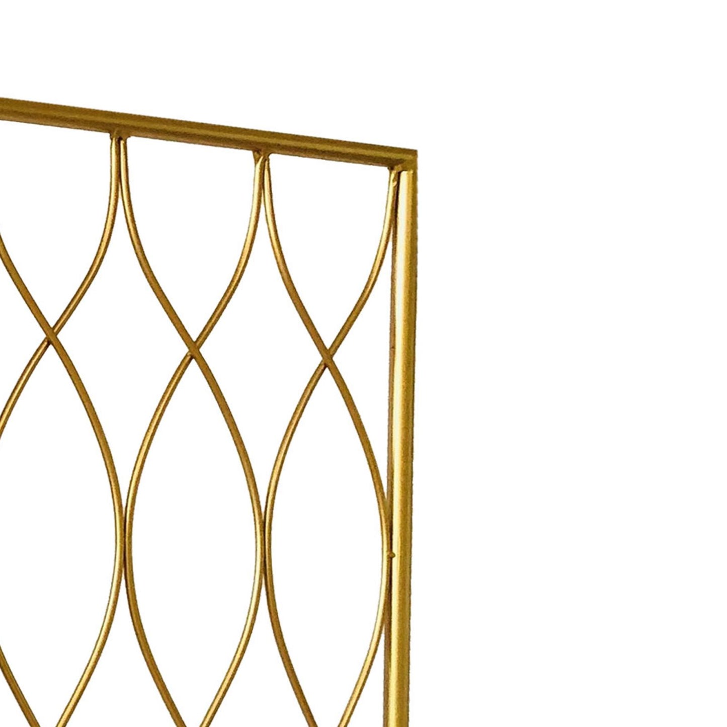 3 Panel Metal Frame Screen With Twisted Oval Design, Gold By Benzara | Room Divider |  Modishstore  - 5
