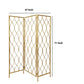3 Panel Metal Frame Screen With Twisted Oval Design, Gold By Benzara | Room Divider |  Modishstore  - 2