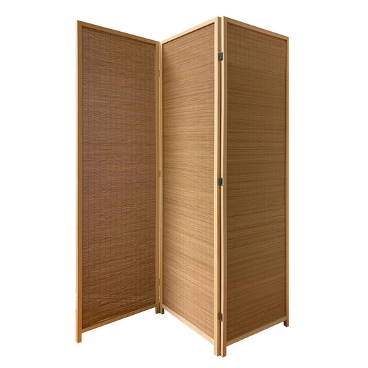 3 Panel Bamboo Shade Roll Room Divider, Natural Brown By Benzara | Room Divider |  Modishstore 