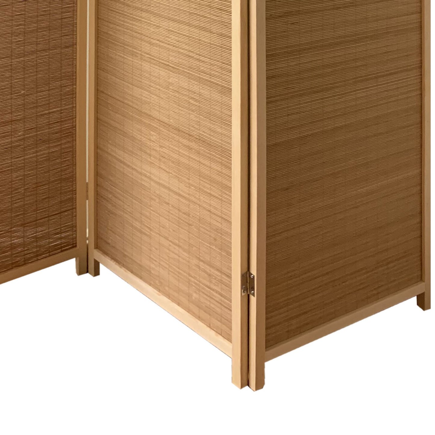 3 Panel Bamboo Shade Roll Room Divider, Natural Brown By Benzara | Room Divider |  Modishstore  - 4