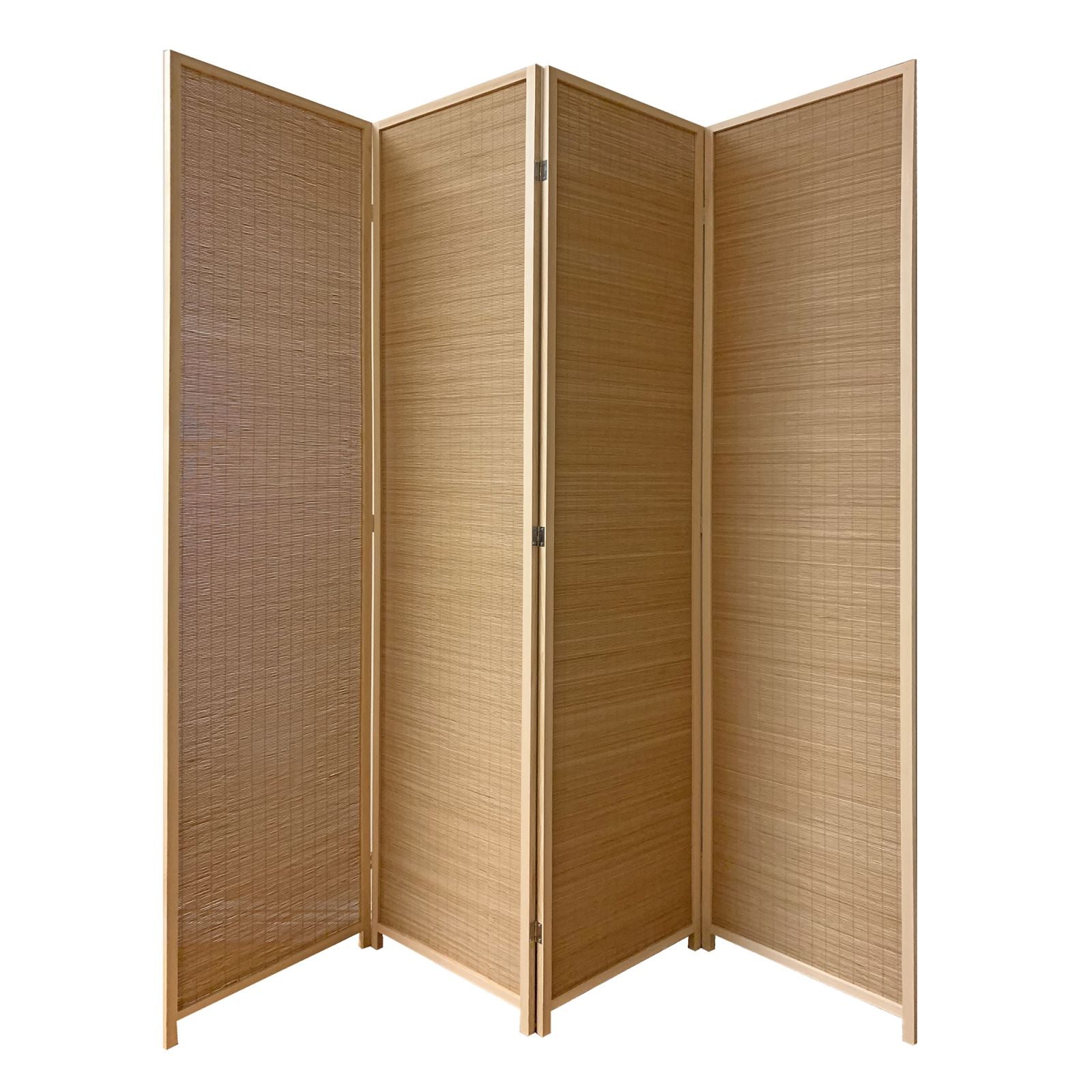 4 Panel Bamboo Shade Roll Room Divider, Natural Brown By Benzara | Room Divider |  Modishstore  - 6