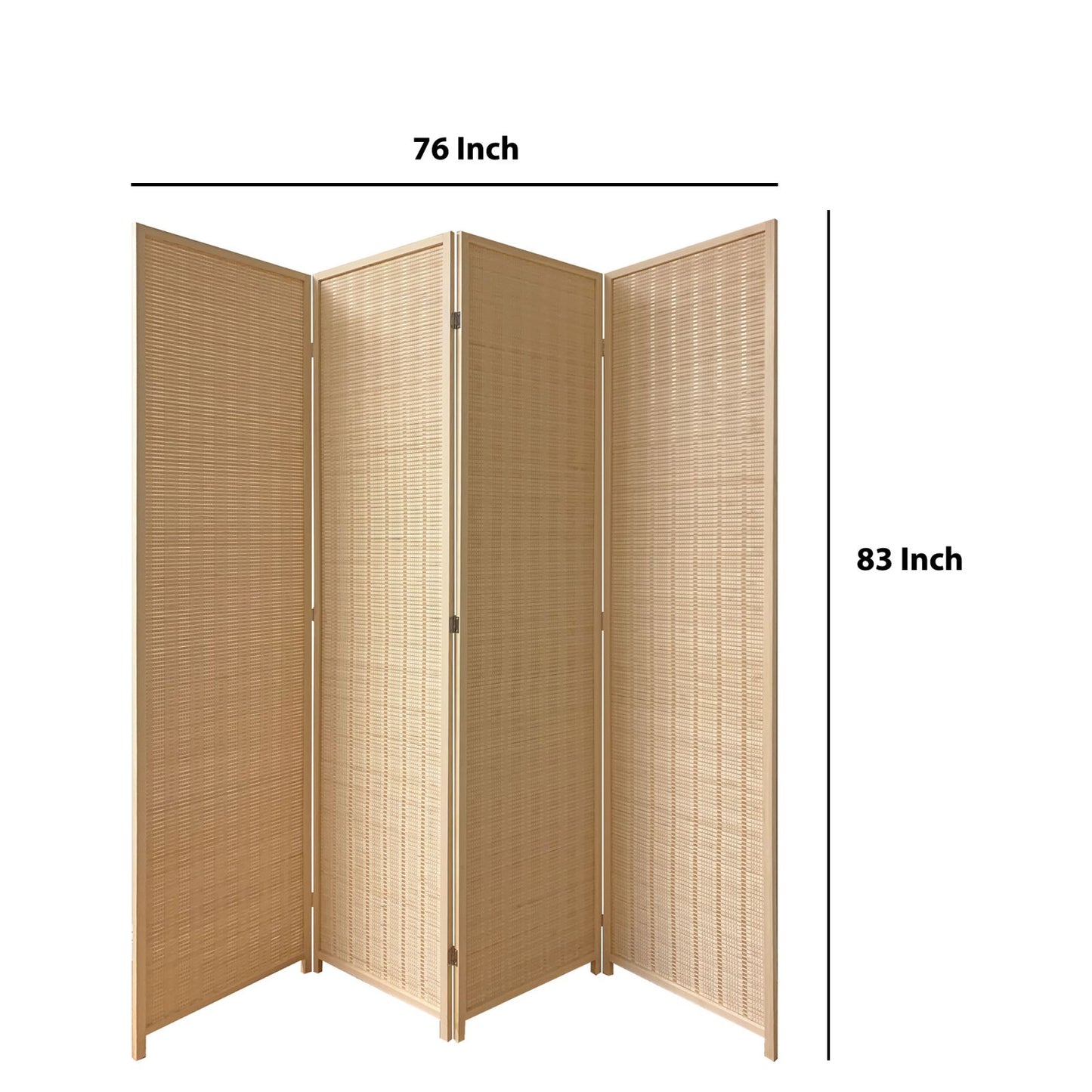 4 Panel Bamboo Shade Roll Room Divider, Beige By Benzara | Room Divider |  Modishstore  - 2