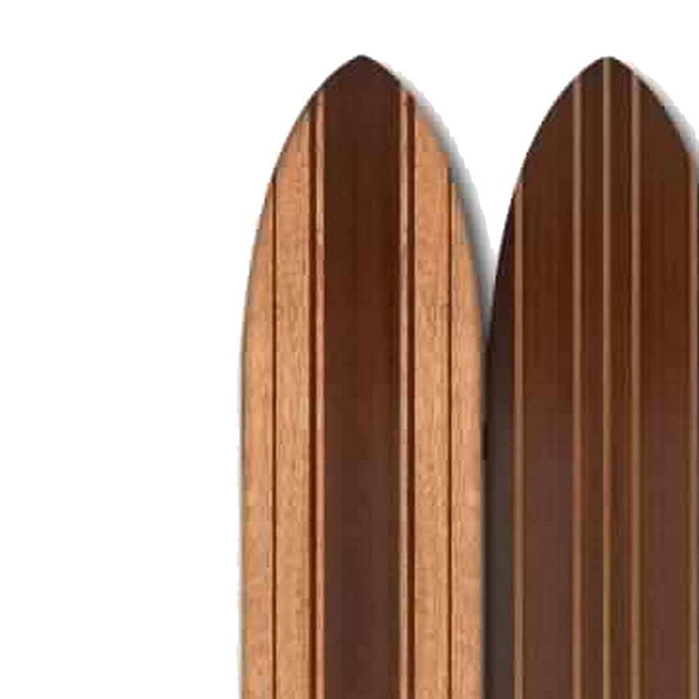 3 Panel Wooden Screen With Surfboard Shape Design, Brown By Benzara | Room Divider |  Modishstore  - 2