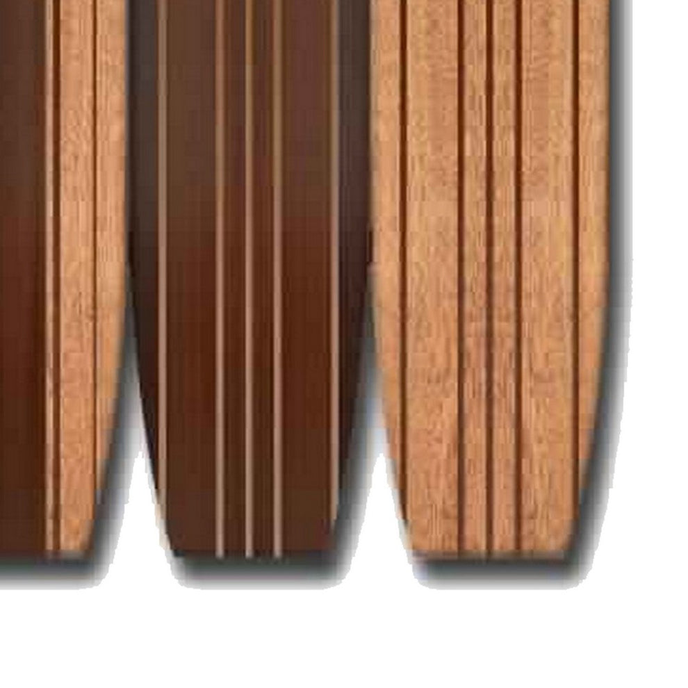 3 Panel Wooden Screen With Surfboard Shape Design, Brown By Benzara | Room Divider |  Modishstore  - 4
