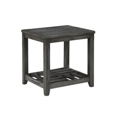 Transitional Style Wooden End Table With Open Slatted Shelf, Gray By Benzara