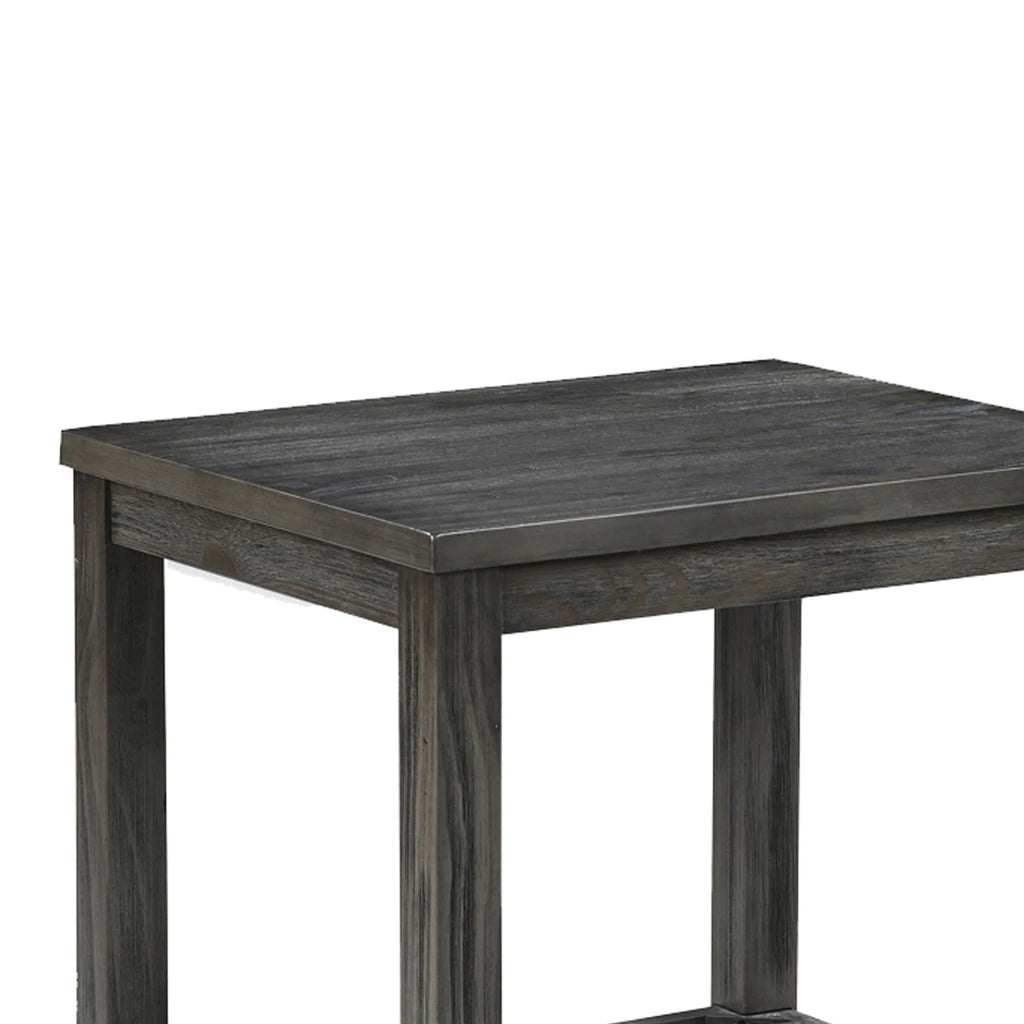 Transitional Style Wooden End Table With Open Slatted Shelf, Gray By Benzara | End Tables |  Modishstore  - 2