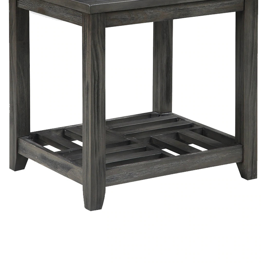 Transitional Style Wooden End Table With Open Slatted Shelf, Gray By Benzara | End Tables |  Modishstore  - 4