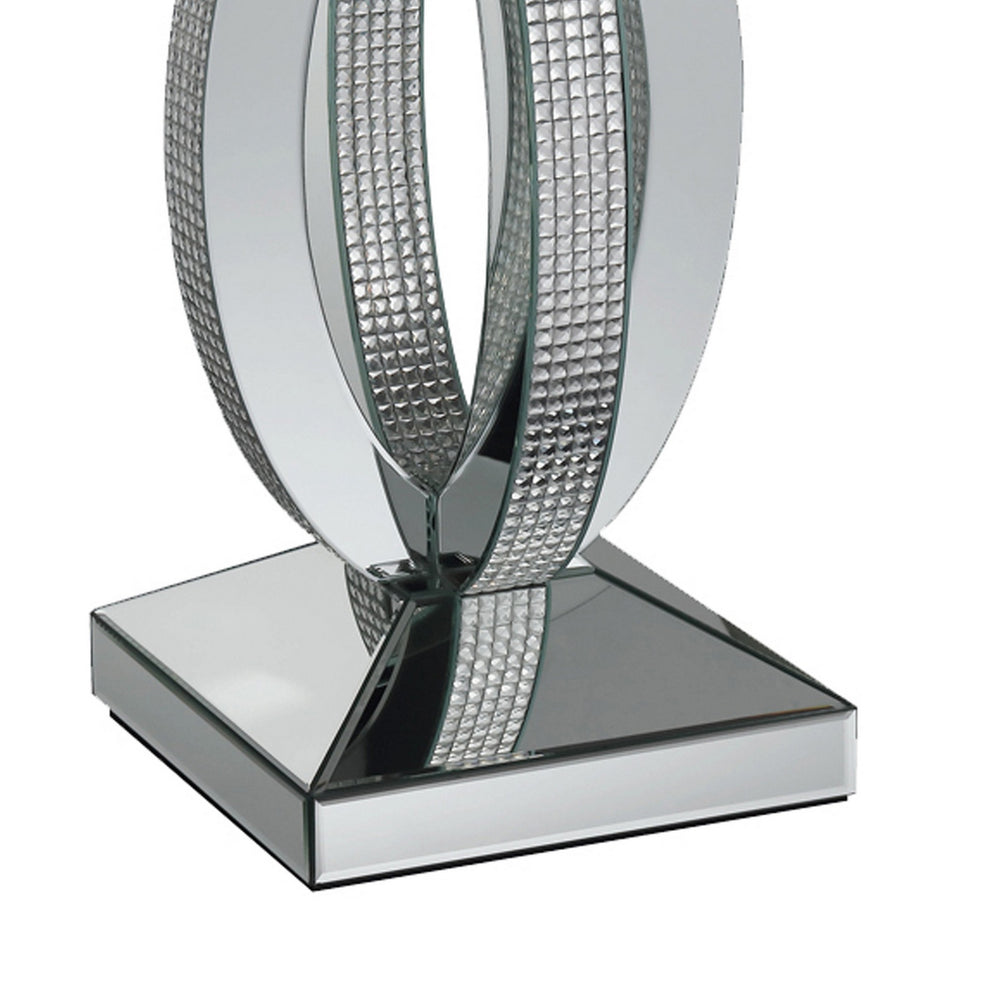 Square Wooden End Table With Curved Body And Rhinestone Accents, Silver By Benzara | End Tables | Modishstore - 4