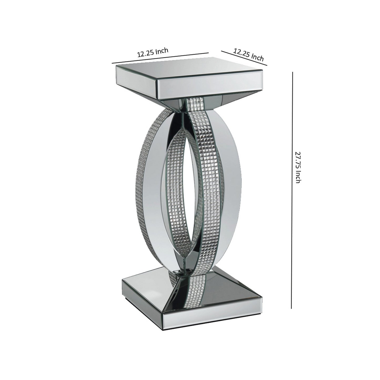 Square Wooden End Table With Curved Body And Rhinestone Accents, Silver By Benzara | End Tables | Modishstore - 5