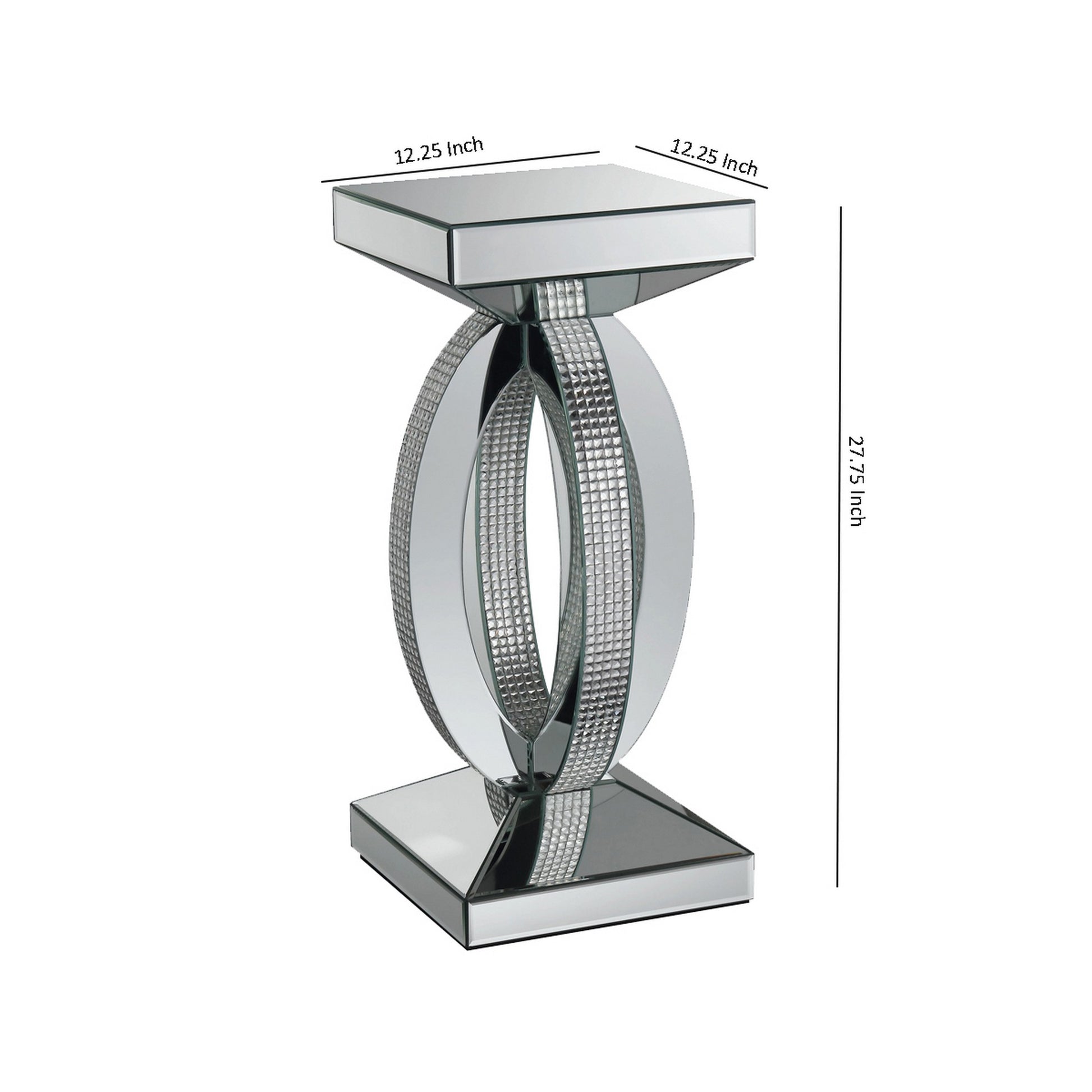 Square Wooden End Table With Curved Body And Rhinestone Accents, Silver By Benzara | End Tables | Modishstore - 5