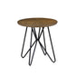 Dual Tone Round Wooden End Table With Metal Hairpin Legs, Brown And Black By Benzara | End Tables | Modishstore