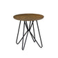 Dual Tone Round Wooden End Table With Metal Hairpin Legs, Brown And Black By Benzara | End Tables | Modishstore