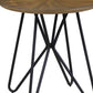 Dual Tone Round Wooden End Table With Metal Hairpin Legs, Brown And Black By Benzara | End Tables | Modishstore - 3