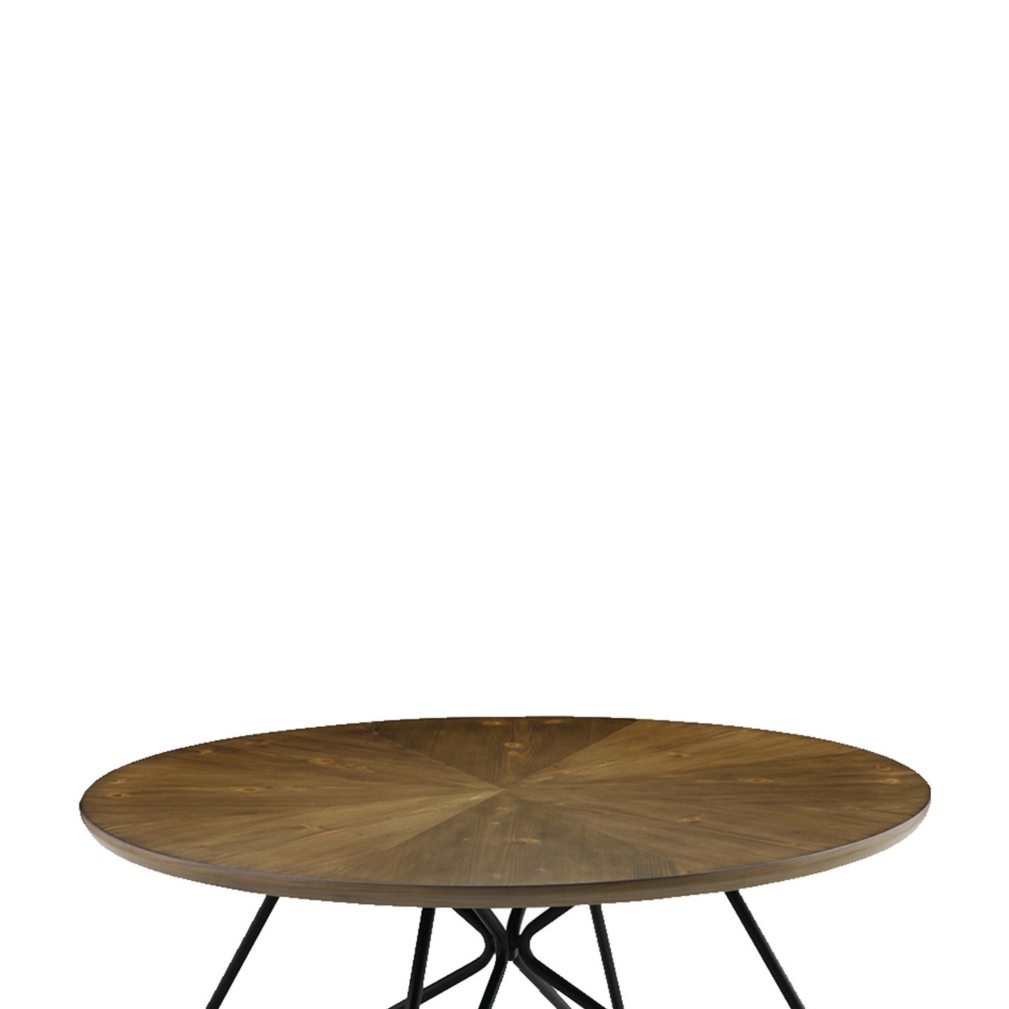 Dual Tone Round Wooden Coffee Table With Metal Hairpin Legs,Brown And Black By Benzara | Coffee Tables | Modishstore - 2