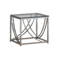 Tempered Glass Top End Table With Metal Tubular Legs, Chrome And Clear By Benzara | End Tables | Modishstore
