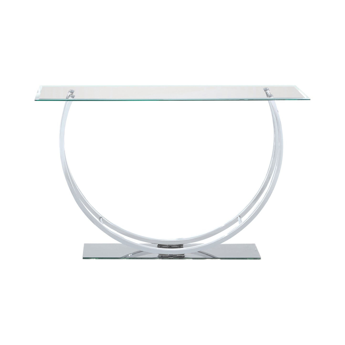 Contemporary U Shape Glass Tabletop Sofa Table, Silver By Benzara | End Tables | Modishstore