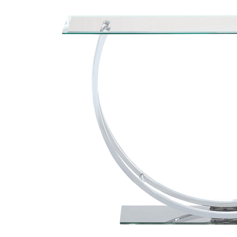 Contemporary U Shape Glass Tabletop Sofa Table, Silver By Benzara | End Tables | Modishstore - 2