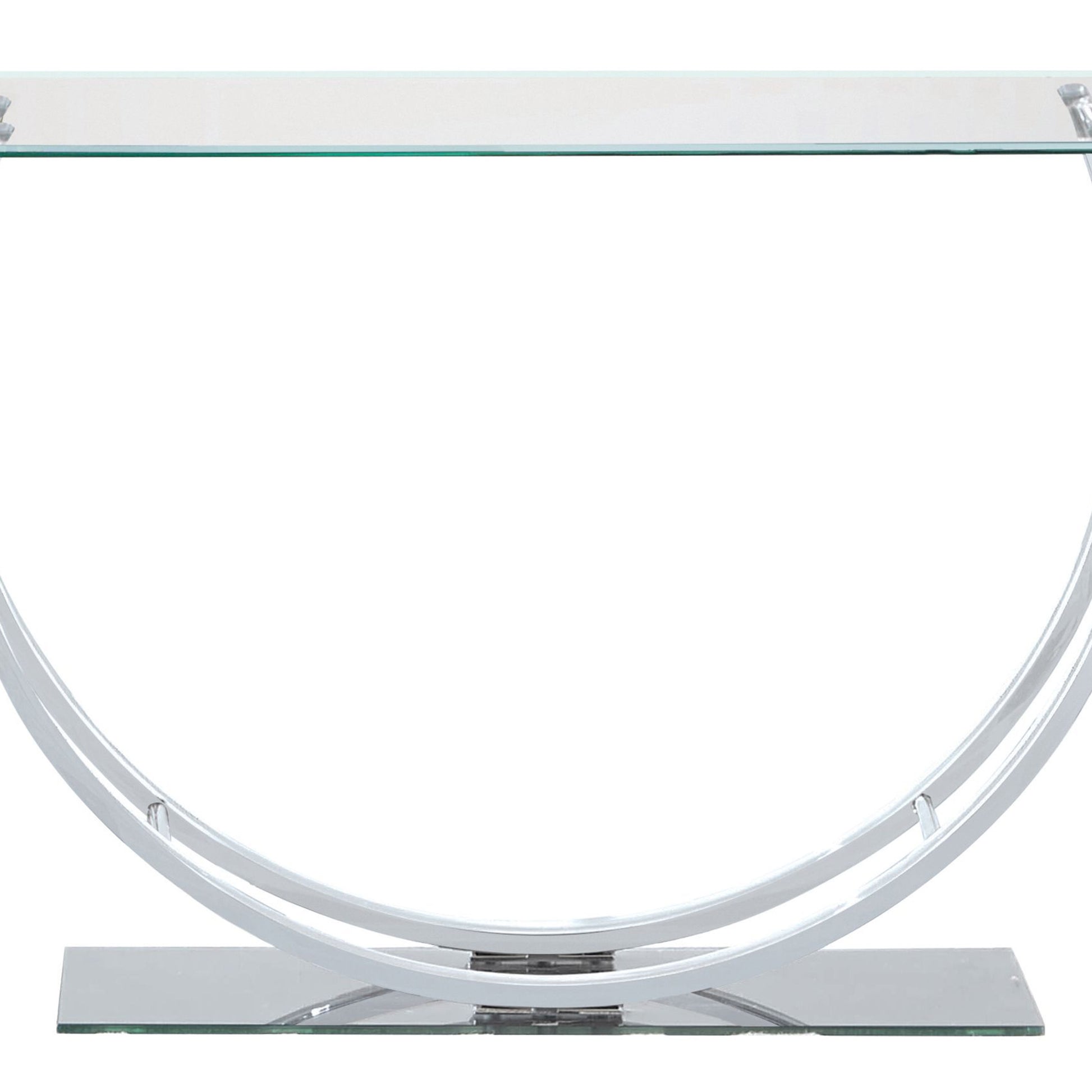 Contemporary U Shape Glass Tabletop Sofa Table, Silver By Benzara | End Tables | Modishstore - 3