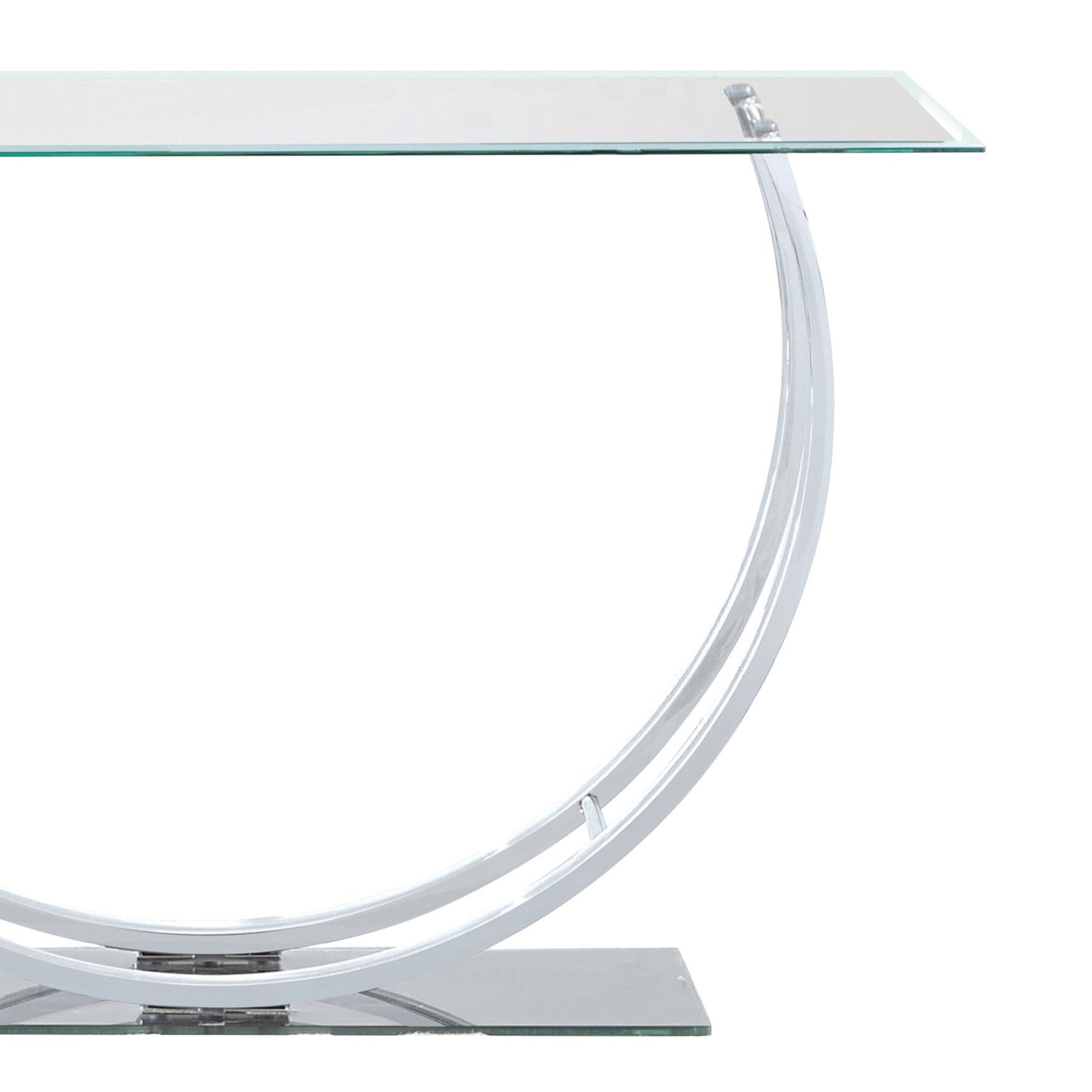 Contemporary U Shape Glass Tabletop Sofa Table, Silver By Benzara | End Tables | Modishstore - 4