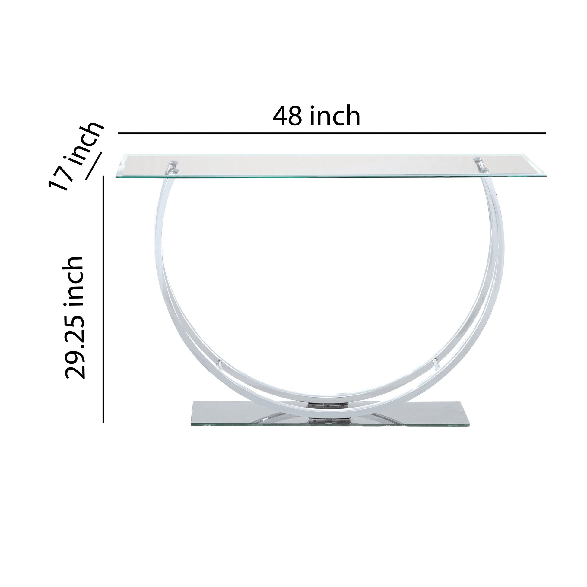 Contemporary U Shape Glass Tabletop Sofa Table, Silver By Benzara | End Tables | Modishstore - 5