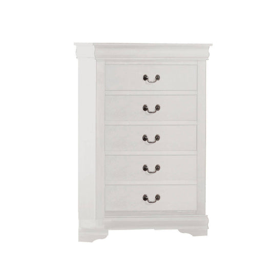 5 Drawer Wooden Chest With Metal Hanging Pulls And Bracket Feet, White By Benzara | Drawers |  Modishstore 