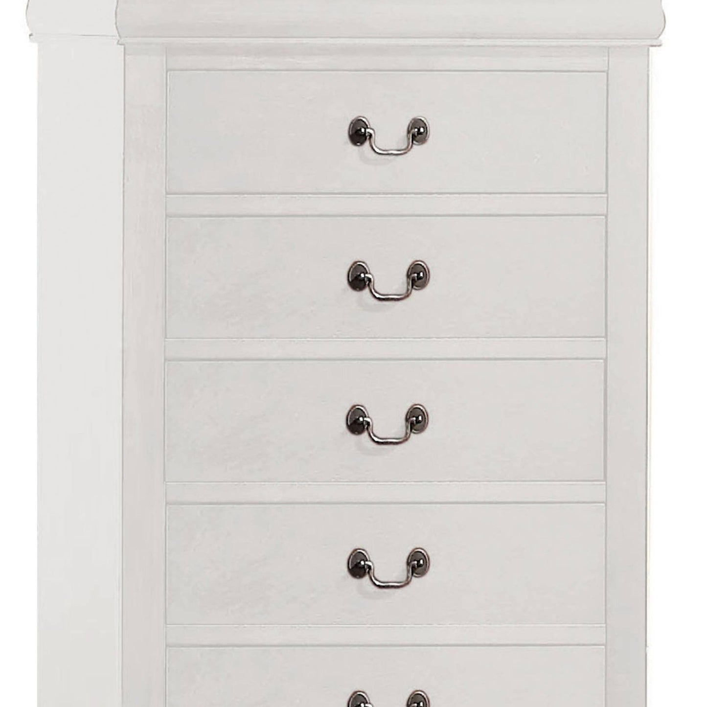 5 Drawer Wooden Chest With Metal Hanging Pulls And Bracket Feet, White By Benzara | Drawers |  Modishstore  - 2