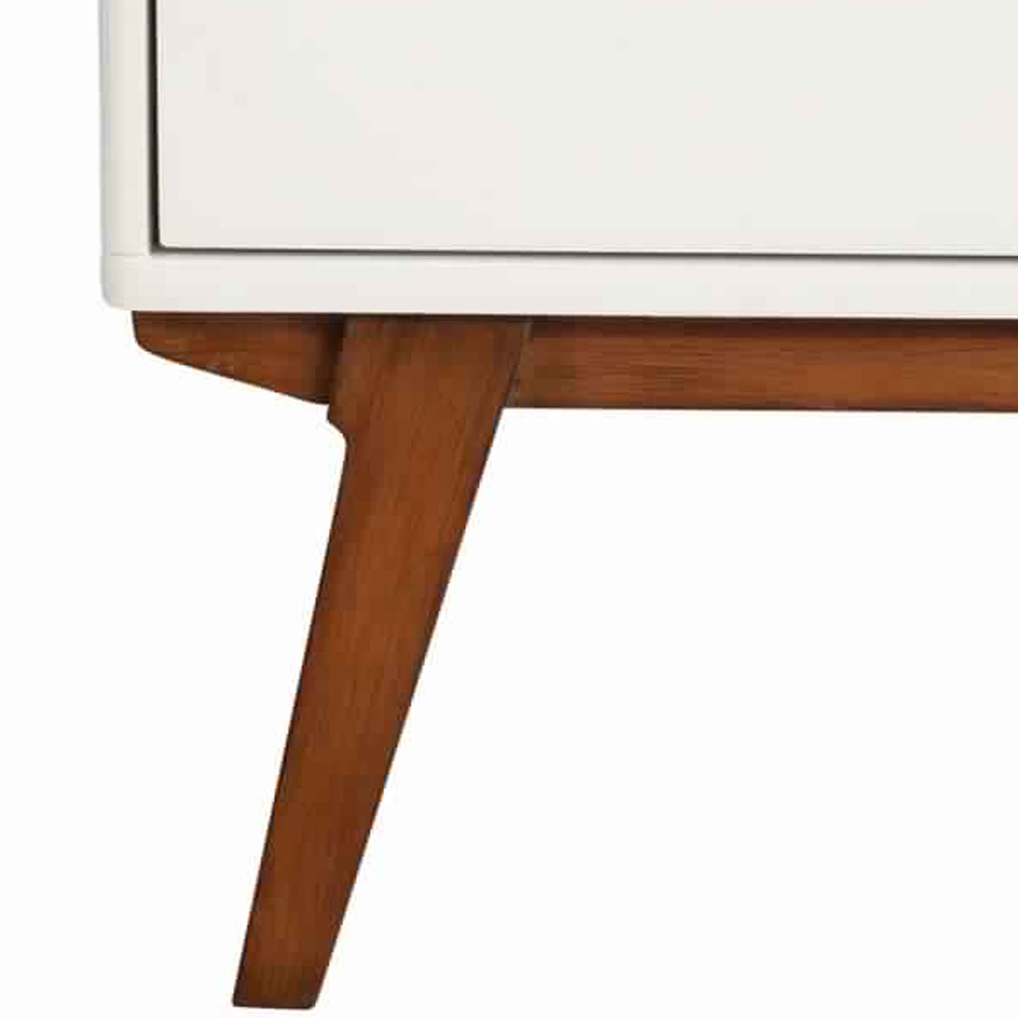 2 Drawer Wooden Nightstand With Angled Legs, White And Brown By Benzara | Nightstands | Modishstore - 4