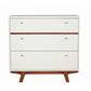 3 Drawer Wood Chest With Round Pulls And Angled Legs, Small,White And Brown By Benzara | Cabinets | Modishstore - 2