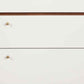 3 Drawer Wood Chest With Round Pulls And Angled Legs, Small,White And Brown By Benzara | Cabinets | Modishstore - 3