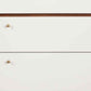 3 Drawer Wood Chest With Round Pulls And Angled Legs, Small,White And Brown By Benzara | Cabinets | Modishstore - 3