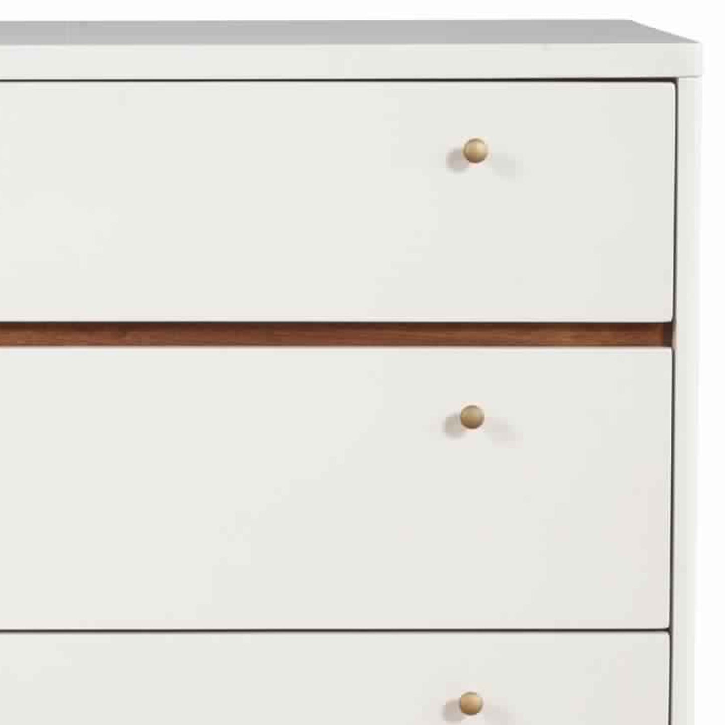 3 Drawer Wood Chest With Round Pulls And Angled Legs, Small,White And Brown By Benzara | Cabinets | Modishstore - 5