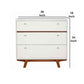 3 Drawer Wood Chest With Round Pulls And Angled Legs, Small,White And Brown By Benzara | Cabinets | Modishstore - 6