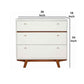 3 Drawer Wood Chest With Round Pulls And Angled Legs, Small,White And Brown By Benzara | Cabinets | Modishstore - 6
