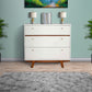 3 Drawer Wood Chest With Round Pulls And Angled Legs, Small,White And Brown By Benzara | Cabinets | Modishstore