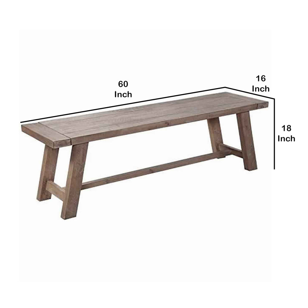 Farmhouse Wooden Dining Bench With Grain Details And Plank Top, Brown By Benzara | Benches | Modishstore - 5