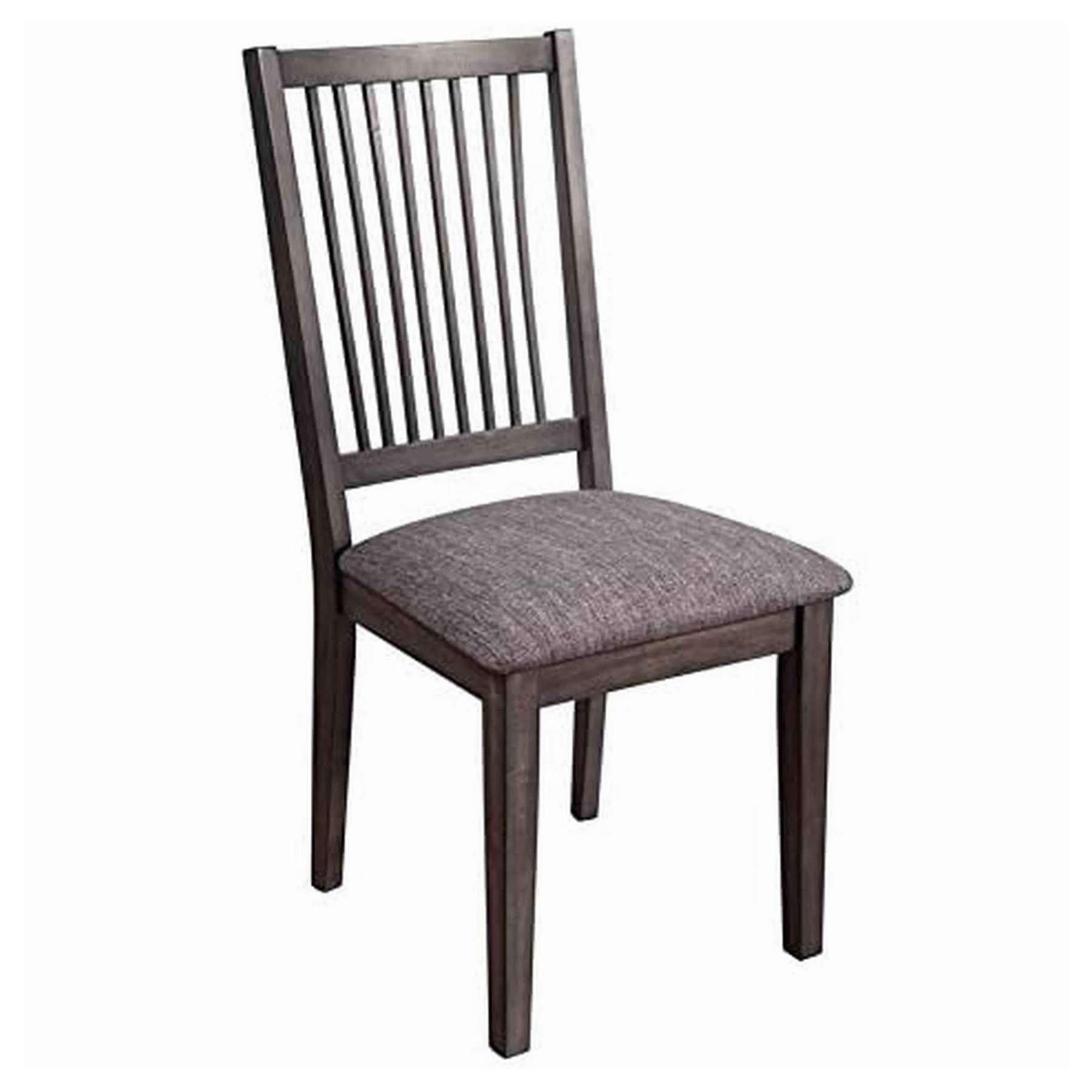 Wood Side Chair With Slatted Backrest And Padded Seat, Set Of 2, Dark Brown By Benzara | Side Chairs |  Modishstore  - 6