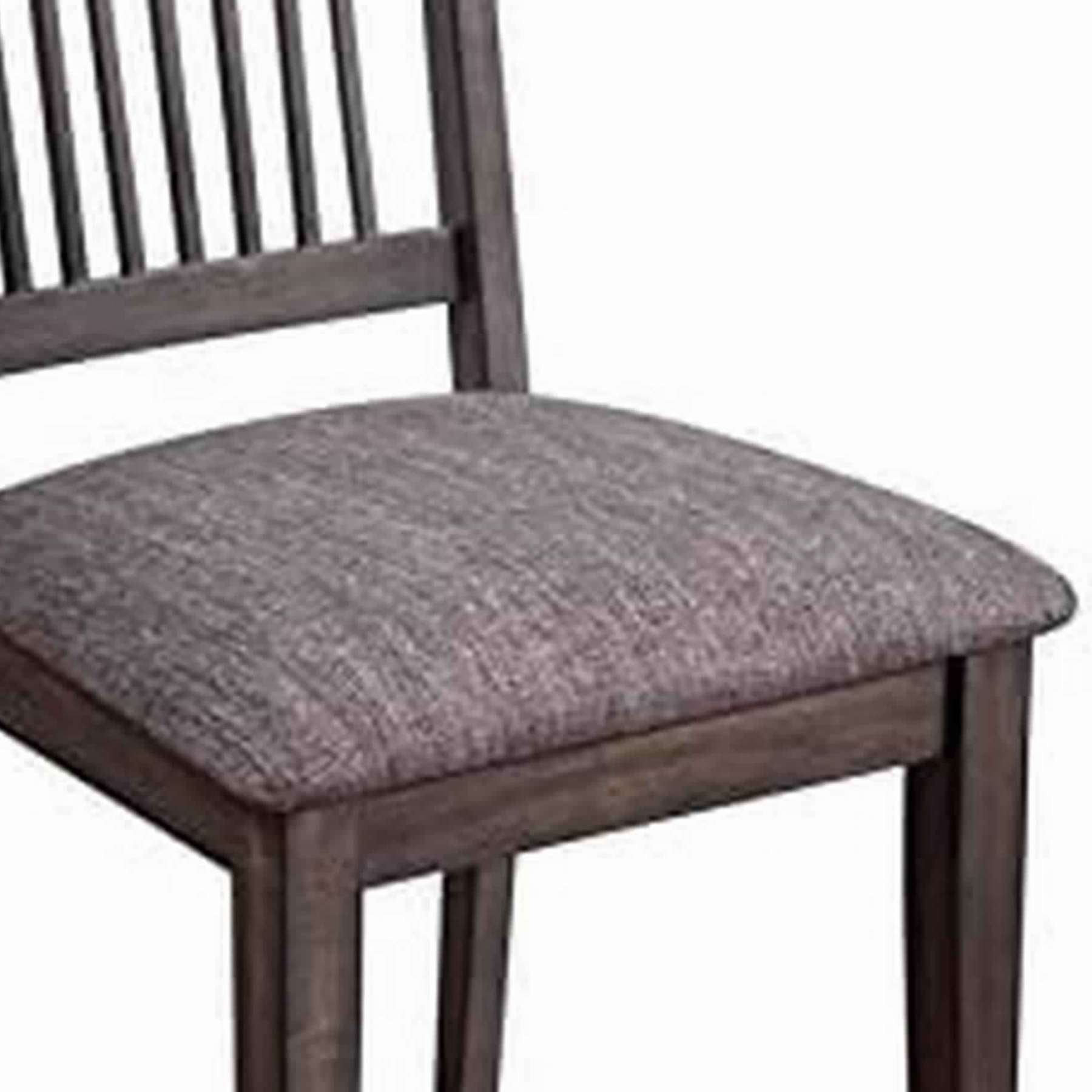 Wood Side Chair With Slatted Backrest And Padded Seat, Set Of 2, Dark Brown By Benzara | Side Chairs |  Modishstore  - 4
