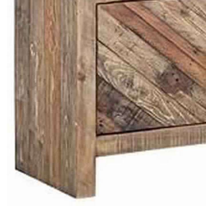 Wooden Tv Console With 2 Cabinets And Open Center Shelf, Weathered Brown By Benzara | Cabinets |  Modishstore  - 4