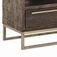3 Drawer Tv Console With Sled Base And 3 Open Compartments, Brown And Gold By Benzara | Cabinets | Modishstore - 4