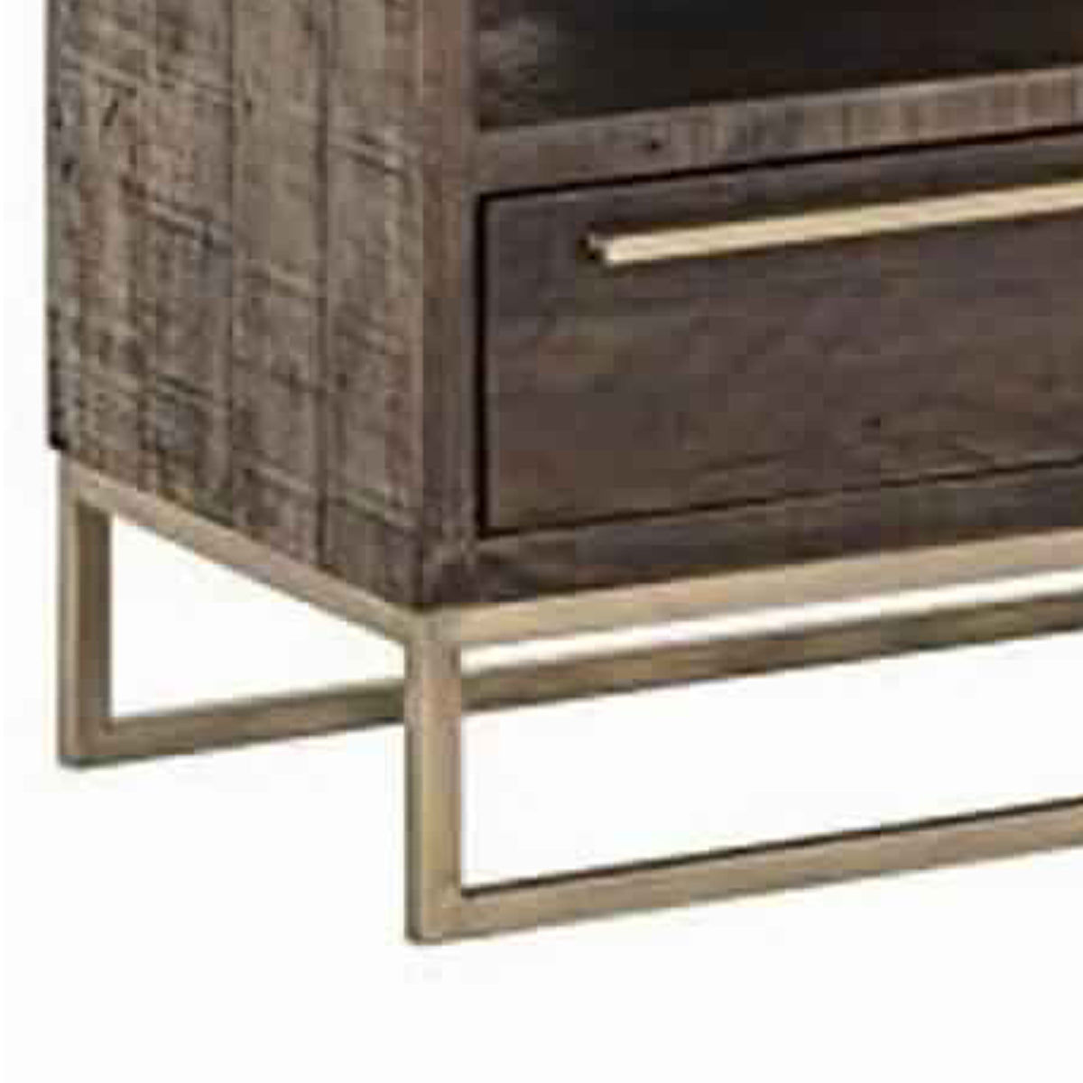 3 Drawer Tv Console With Sled Base And 3 Open Compartments, Brown And Gold By Benzara | Cabinets | Modishstore - 4