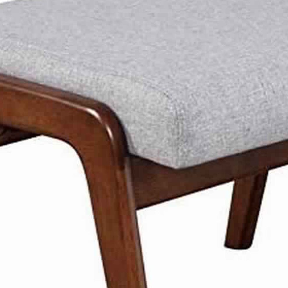 Wooden Footrest With Fabric Upholstered Padded Top, Gray And Brown By Benzara | Stools | Modishstore - 3