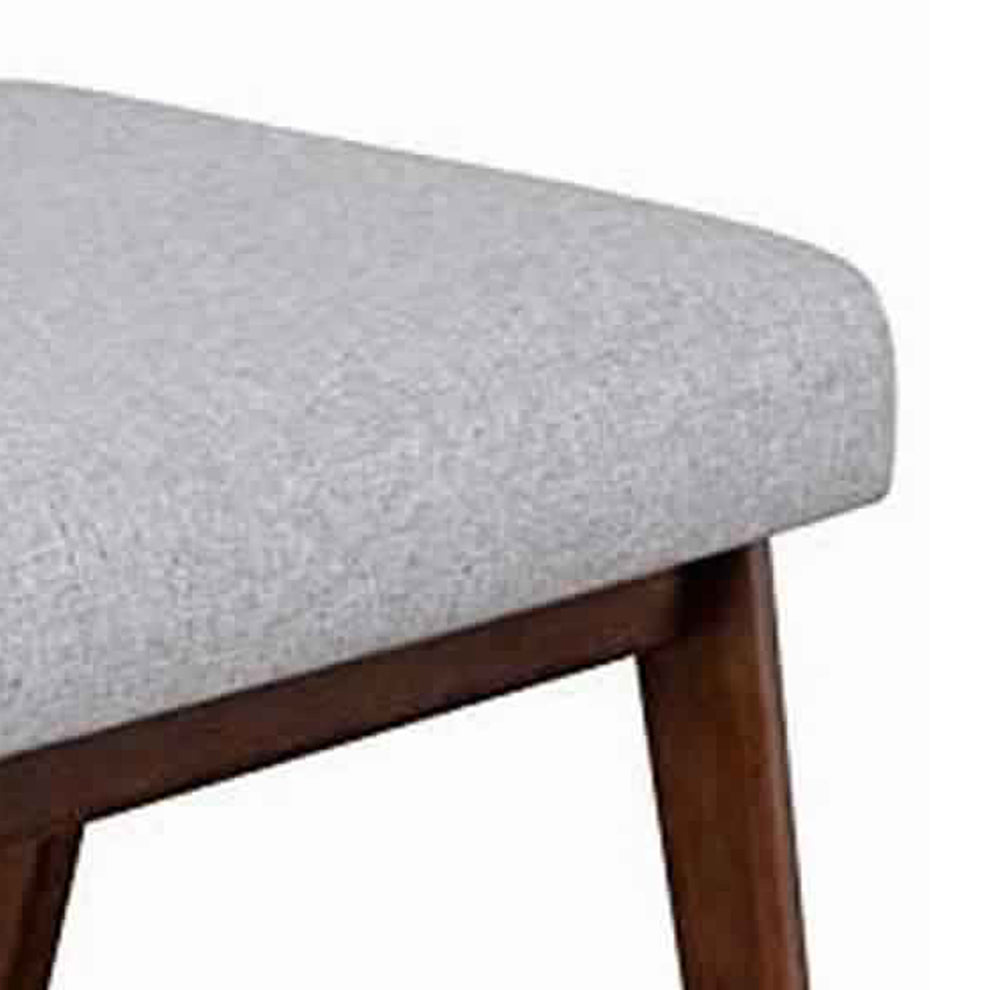 Wooden Footrest With Fabric Upholstered Padded Top, Gray And Brown By Benzara | Stools | Modishstore - 4