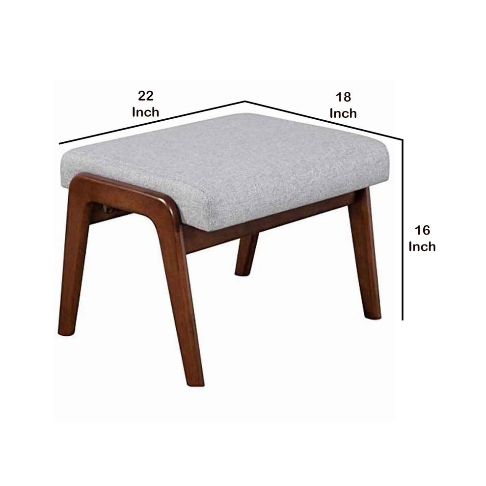 Wooden Footrest With Fabric Upholstered Padded Top, Gray And Brown By Benzara | Stools | Modishstore - 5