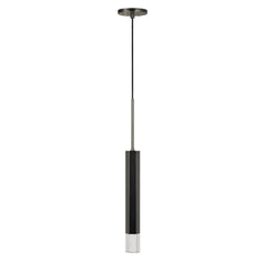 Hexagonal Metal Frame Single Led Light Pendant With Glass Diffuser, Black By Benzara
