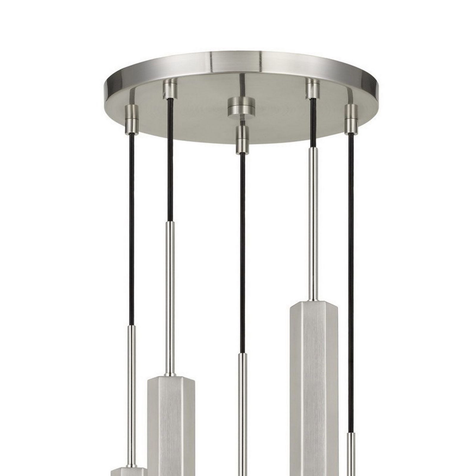Hexagonal Metal Frame 5 Led Light Pendant With Glass Diffuser, Gray By Benzara | Pendant Lamps |  Modishstore  - 5