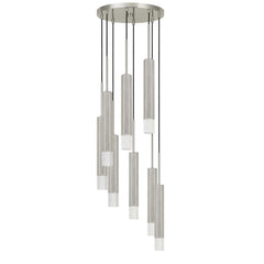 Hexagonal Metal Frame 8 Led Light Pendant With Glass Diffuser, Gray By Benzara