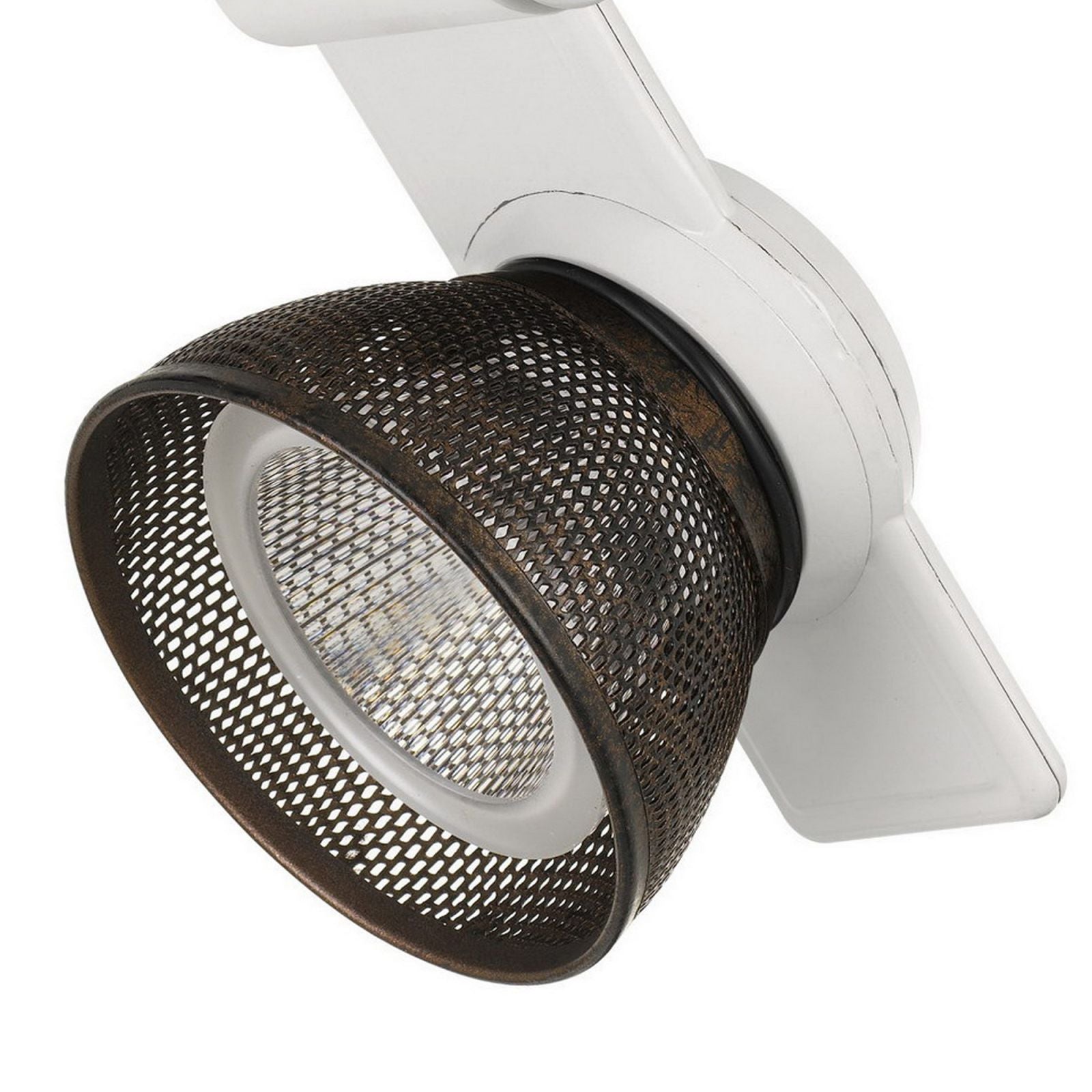 12W Integrated Led Metal Track Fixture With Mesh Head, Brown And White By Benzara | Track Lights |  Modishstore  - 3